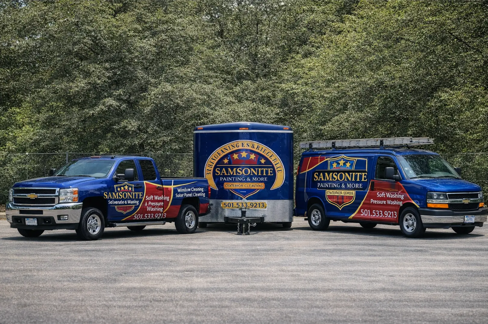 Samsonite Painting & More branded truck, trailer and van fleet
